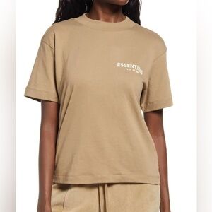 ESSENTIALS Fear of God Women’s Tee XXS Sand/Khaki Logo—Excellent